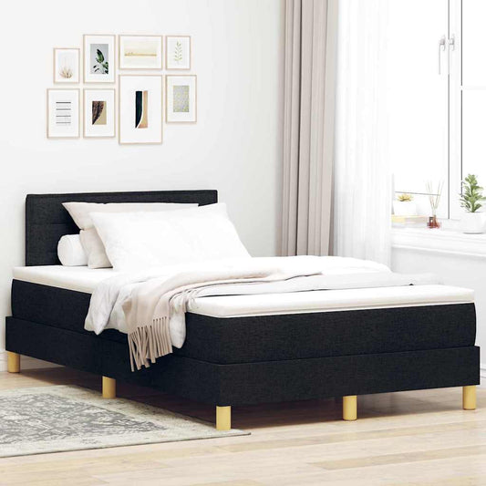 Letto a molle con materasso Nero 120 x 200 cm Tessuto