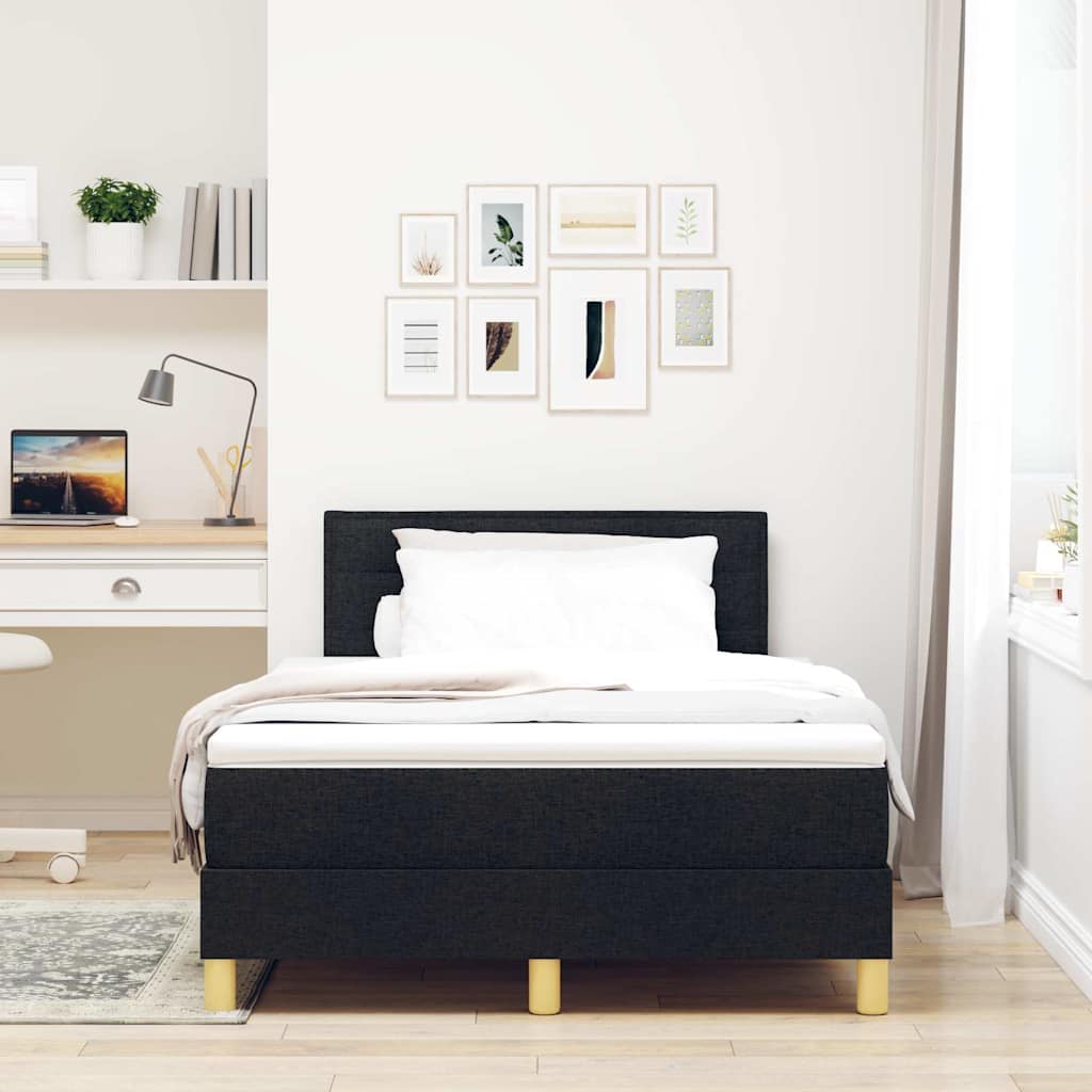 Letto a molle con cuscino Nero 120 x 200 cm Tessuto