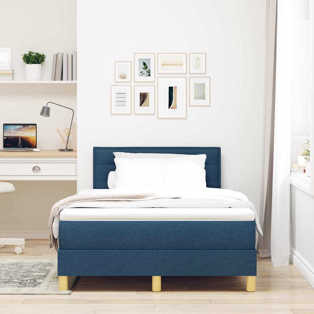 Letto a molle con cuscino con testiera Blu 120 x 200 cm Tessuto | homemem39