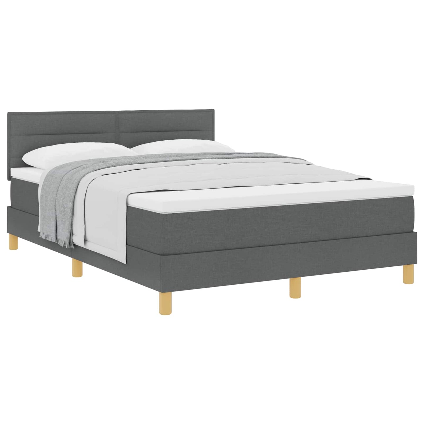 Letto a molle con cuscino Grigio scuro 140 x 190 cm Tessuto | homemem39