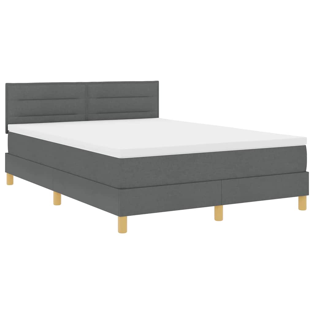 Letto a molle con cuscino Grigio scuro 140 x 190 cm Tessuto | homemem39