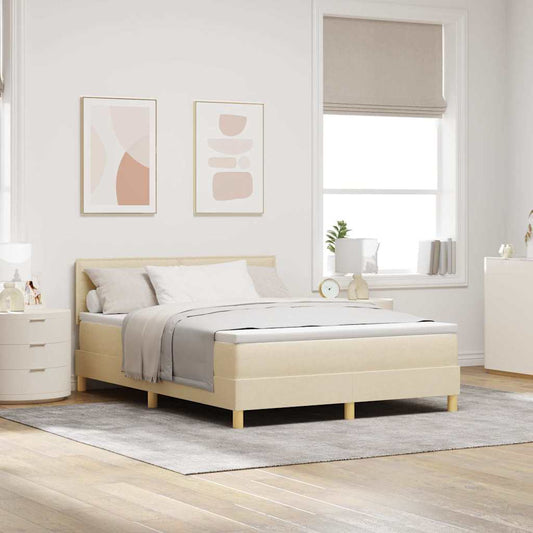 Letto a molle con cuscino Crema 140 x 190 cm Tessuto | homemem39