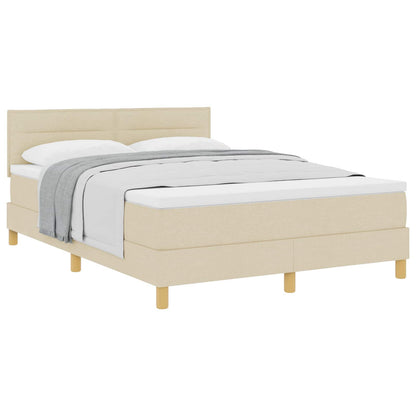 Letto a molle con cuscino Crema 140 x 190 cm Tessuto | homemem39
