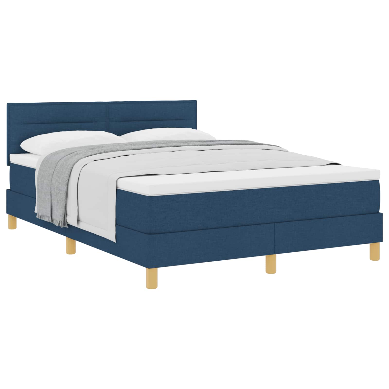 Letto a molle con cuscino con testiera Blu 140 x 190 cm Tessuto | homemem39