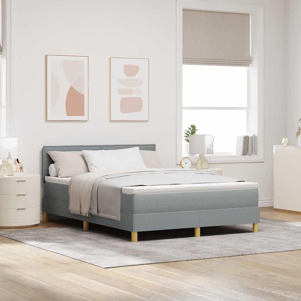 Letto a molle con cuscino Grigio chiaro 140 x 200 cm Tessuto | homemem39