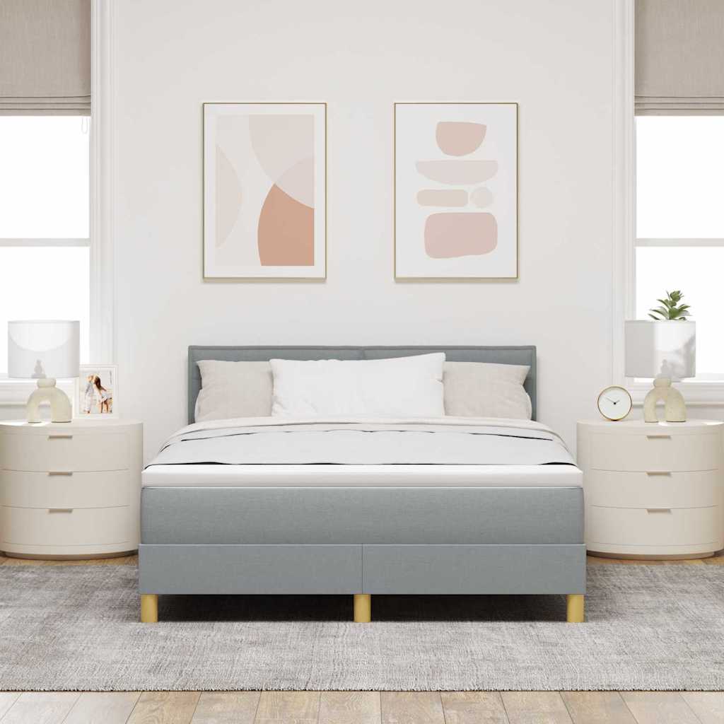 Letto a molle con cuscino Grigio chiaro 140 x 200 cm Tessuto