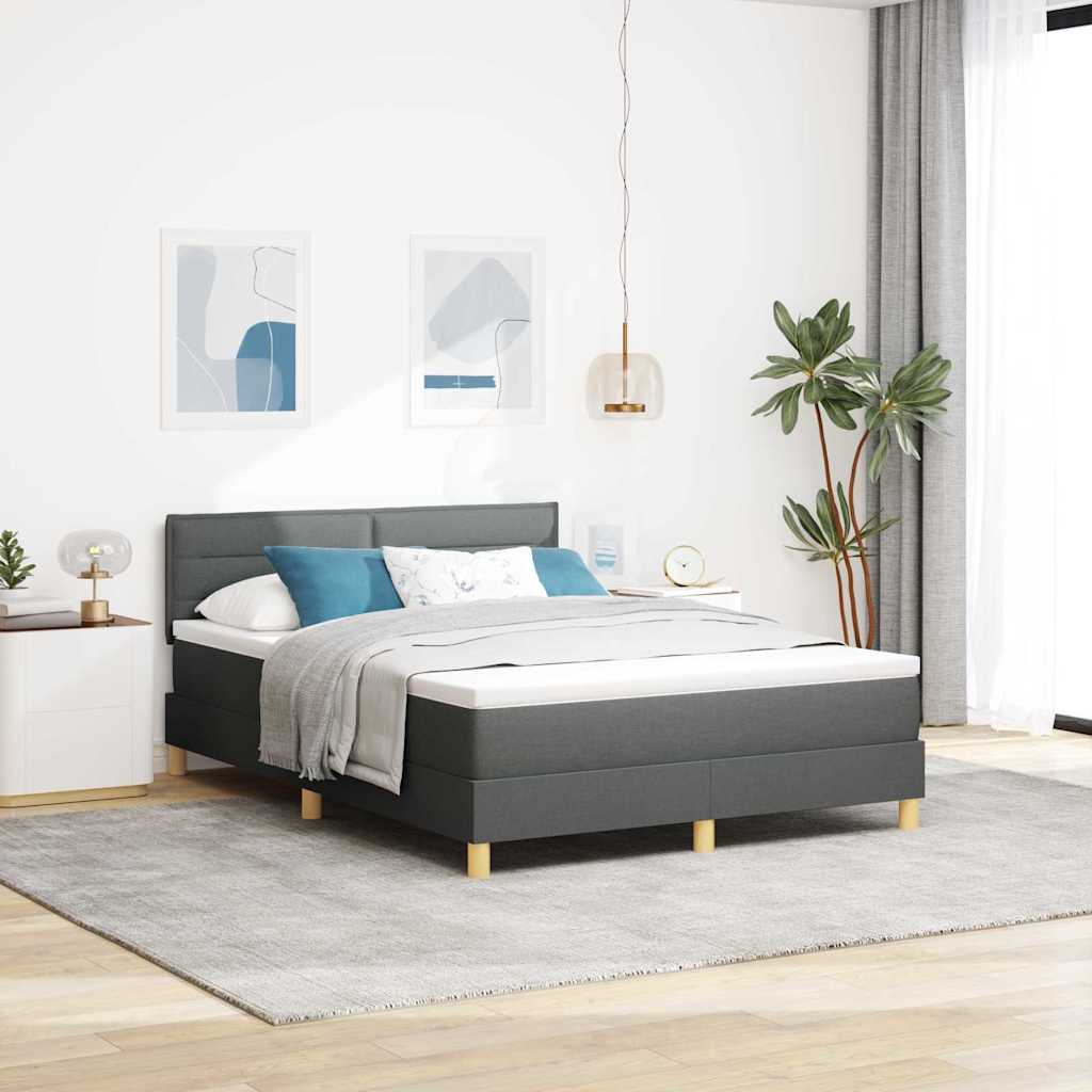 Letto a molle con cuscino Grigio scuro 140 x 200 cm Tessuto | homemem39