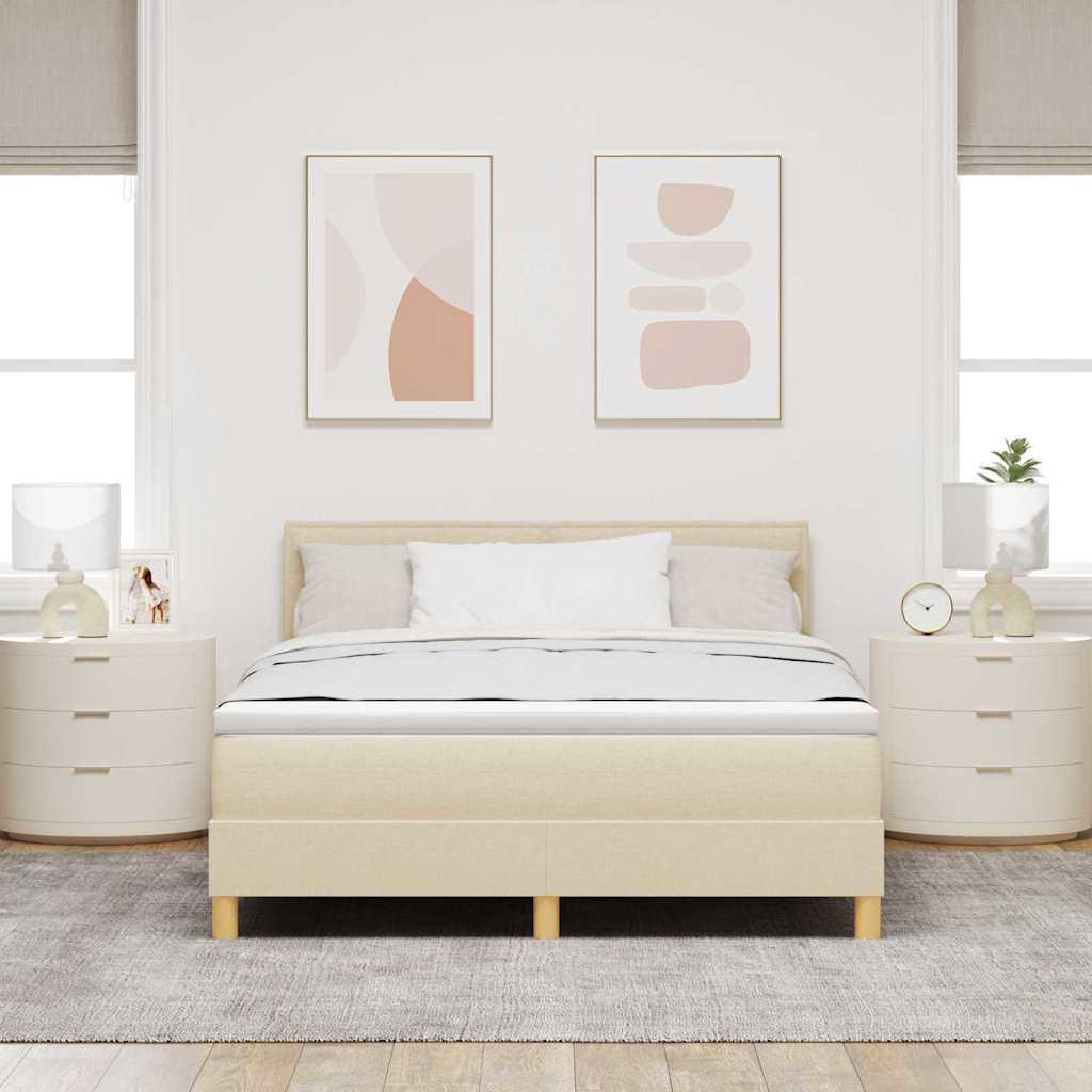 Letto a molle con cuscino Crema 140 x 200 cm Tessuto | homemem39