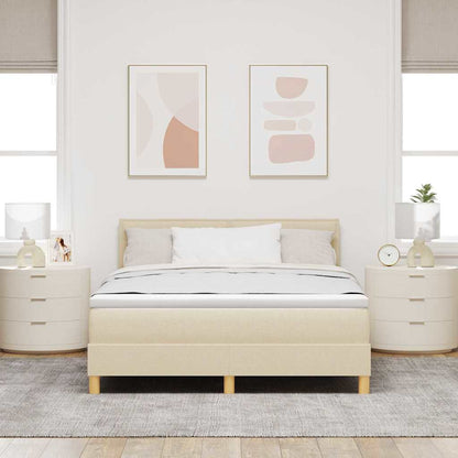 Letto a molle con cuscino Crema 140 x 200 cm Tessuto
