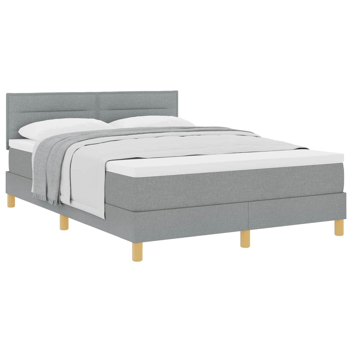 Letto a molle con cuscino Grigio chiaro 160 x 200 cm Tessuto