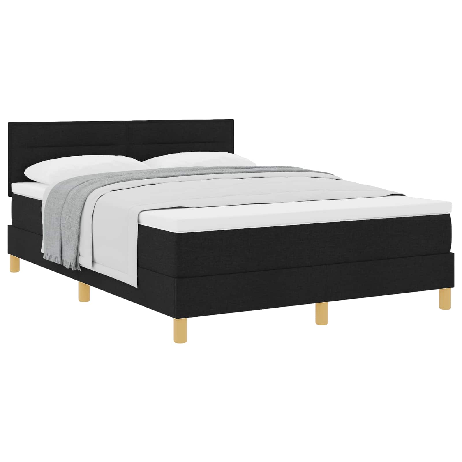 Letto a molle con cuscino Nero 160 x 200 cm Tessuto | homemem39