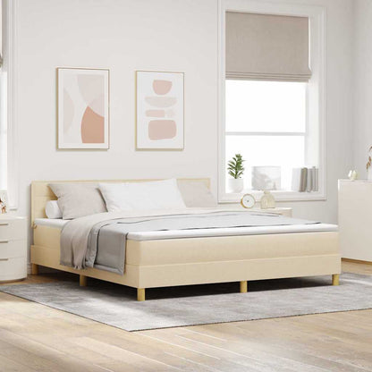 Letto box spring con materasso Crema 180 x 200 cm Tessuto