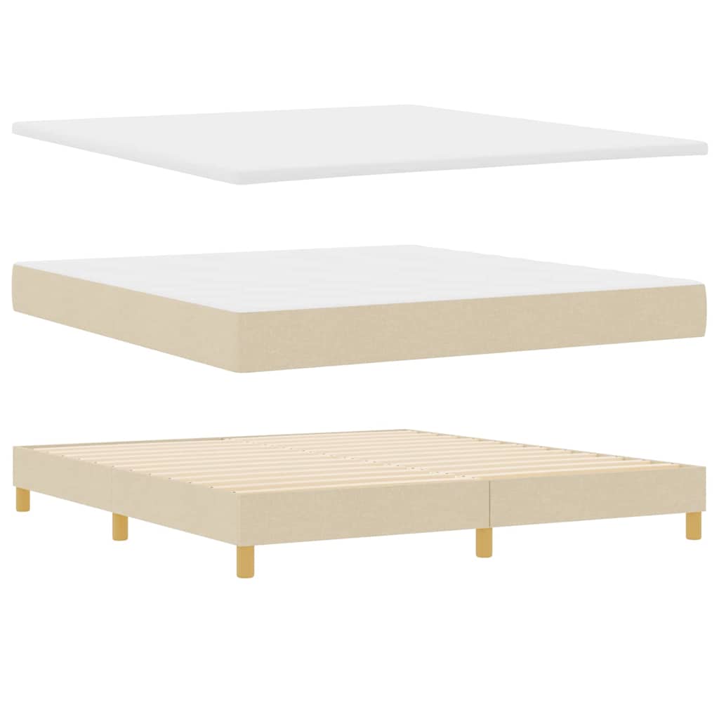 Letto box spring con materasso Crema 180 x 200 cm Tessuto