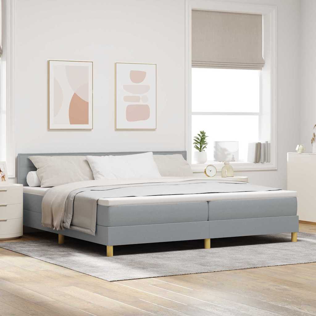 Letto a molle con cuscino Grigio chiaro 200 x 200 cm Tessuto