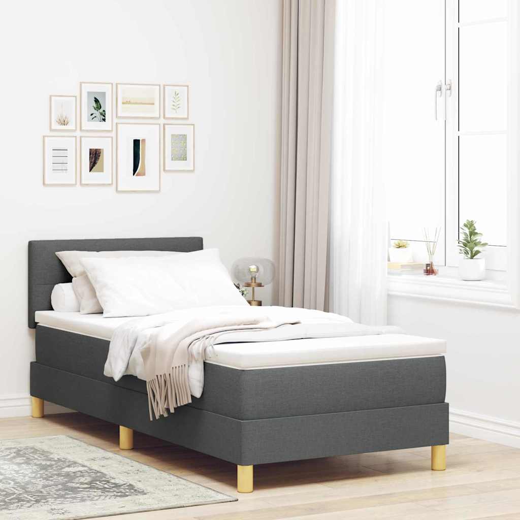 Letto a molle con cuscino Grigio scuro 90 x 200 cm Tessuto