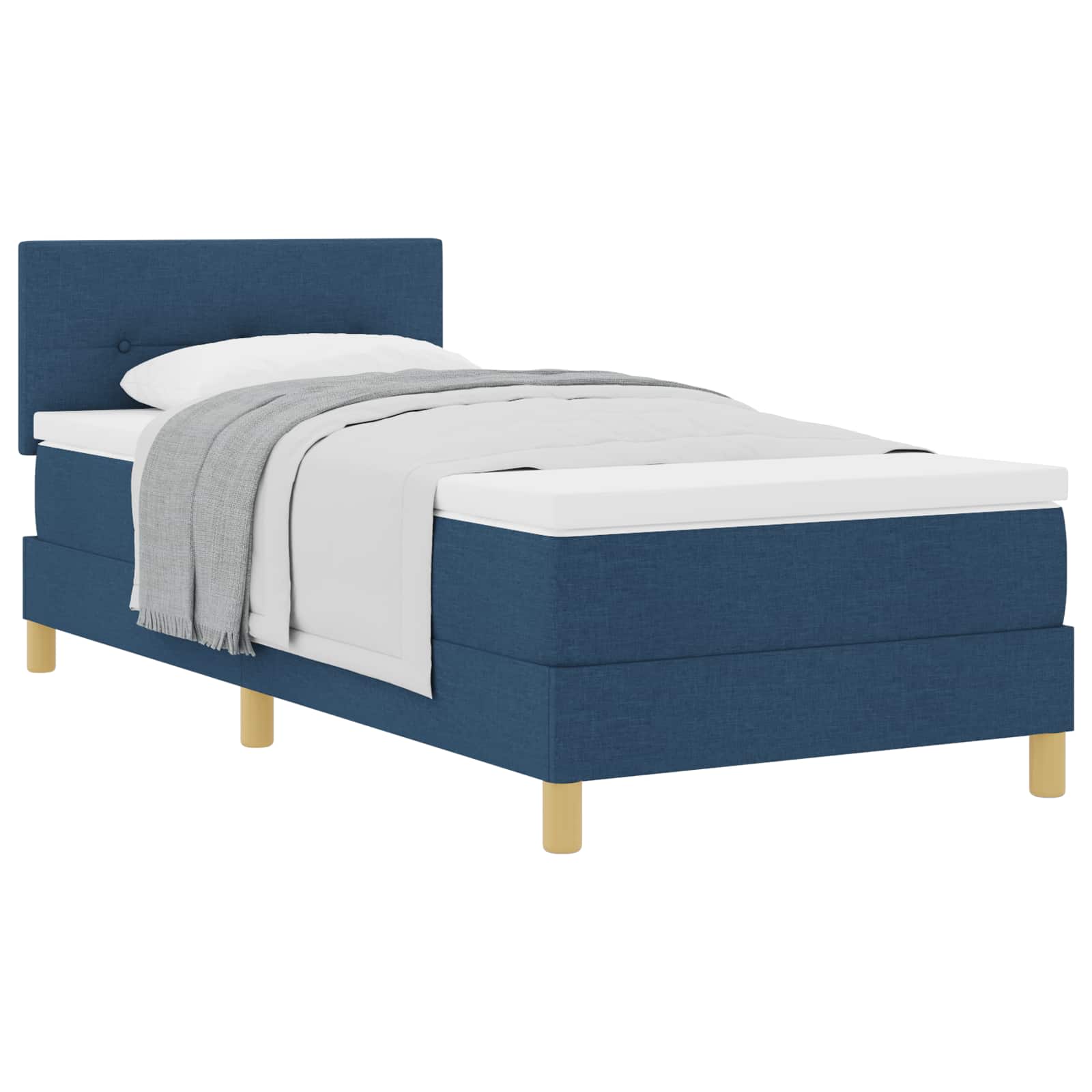 Letto a molle con cuscino con testiera Blu 100 x 200 cm Tessuto | homemem39