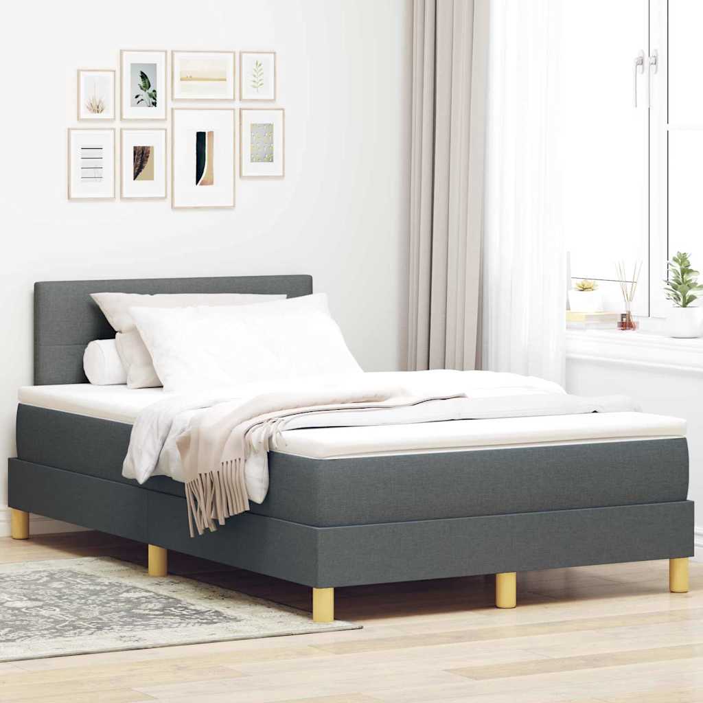 Letto a molle con materasso Grigio scuro 120 x 200 cm Tessuto