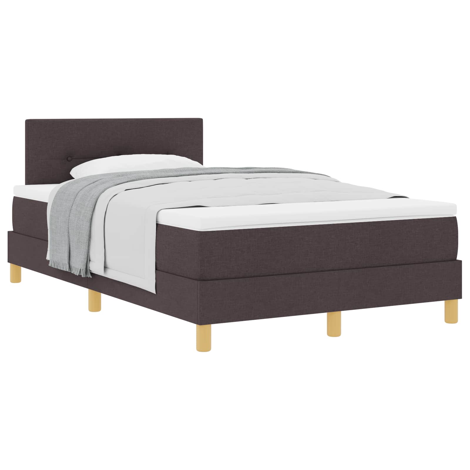 Letto a molle con cuscino Marrone Scuro 120 x 200 cm Tessuto | homemem39