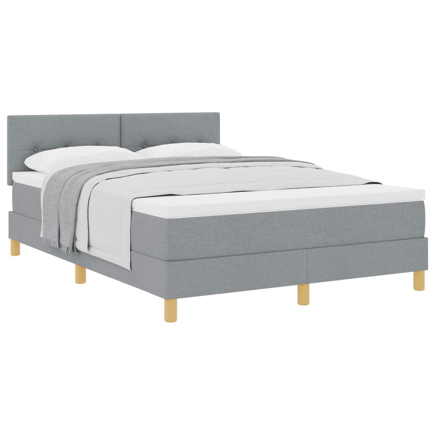 Letto a molle con cuscino Grigio chiaro 140 x 190 cm Tessuto | homemem39