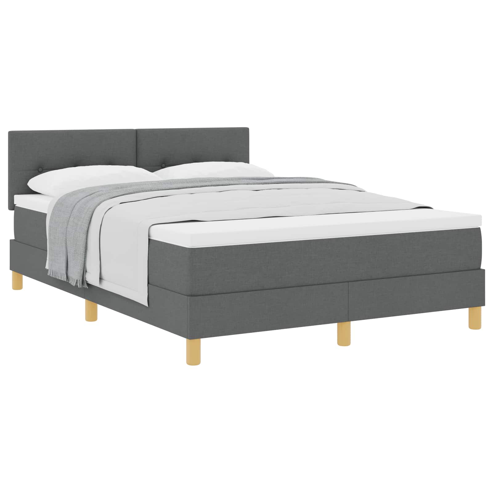 Letto a molle con cuscino Grigio scuro 140 x 190 cm Tessuto | homemem39