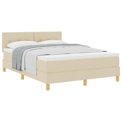 Letto a molle con cuscino Crema 140 x 190 cm Tessuto | homemem39