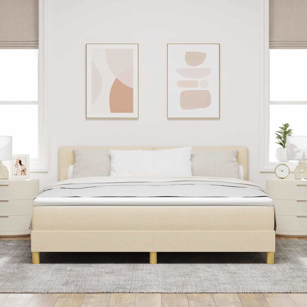 Letto a molle con cuscino Crema 180 x 200 cm Tessuto | homemem39