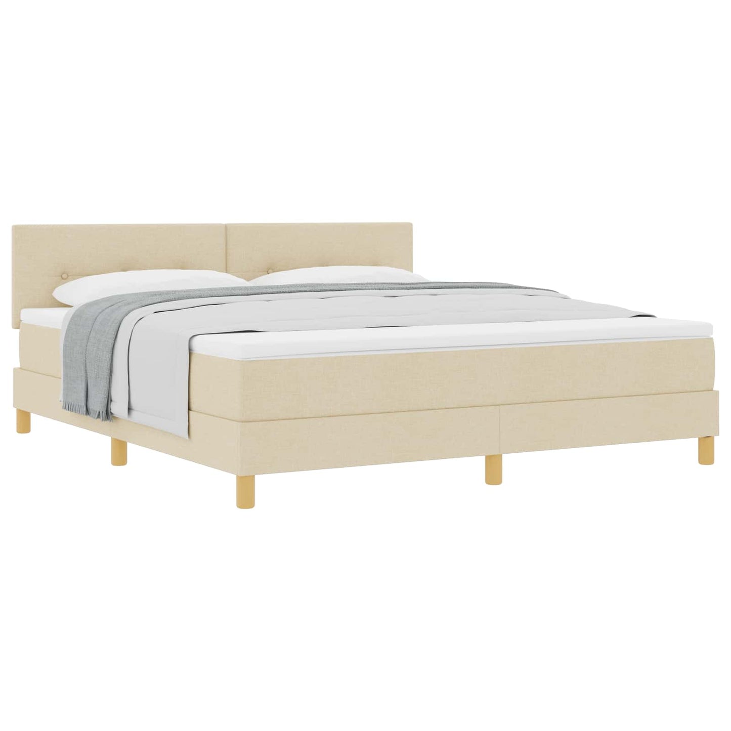 Letto a molle con cuscino Crema 180 x 200 cm Tessuto | homemem39