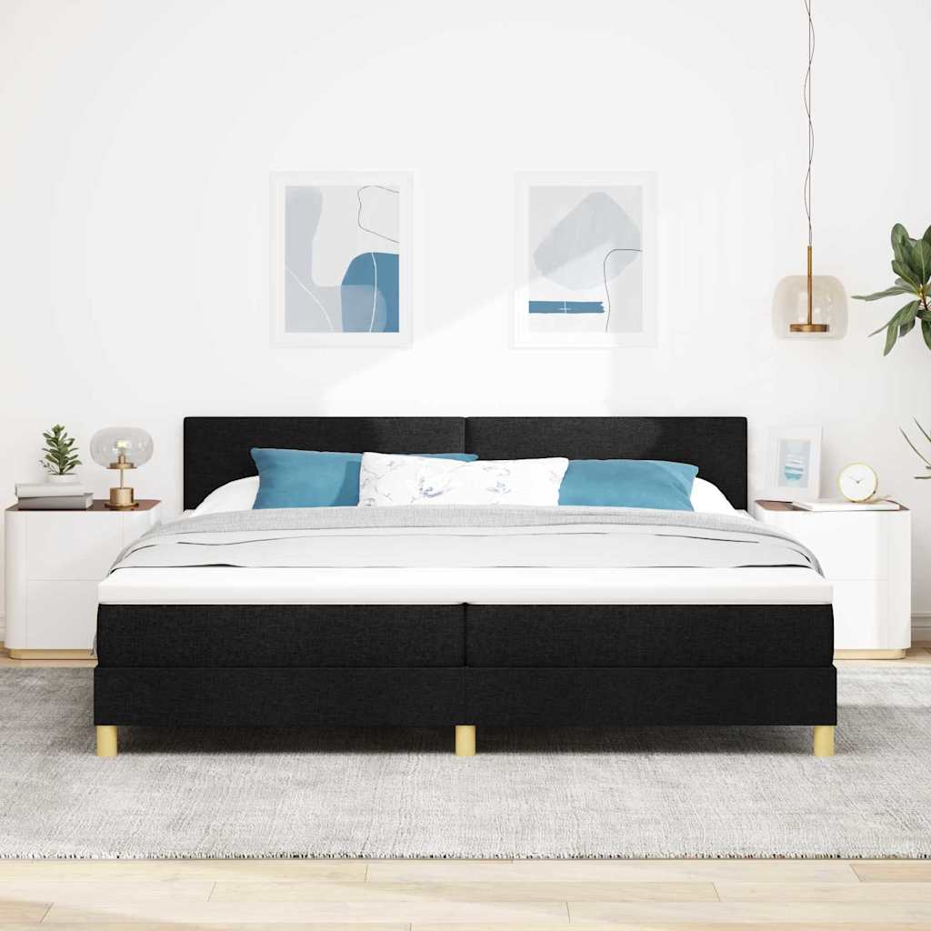 Letto a molle con cuscino Nero 200 x 200 cm Tessuto | homemem39