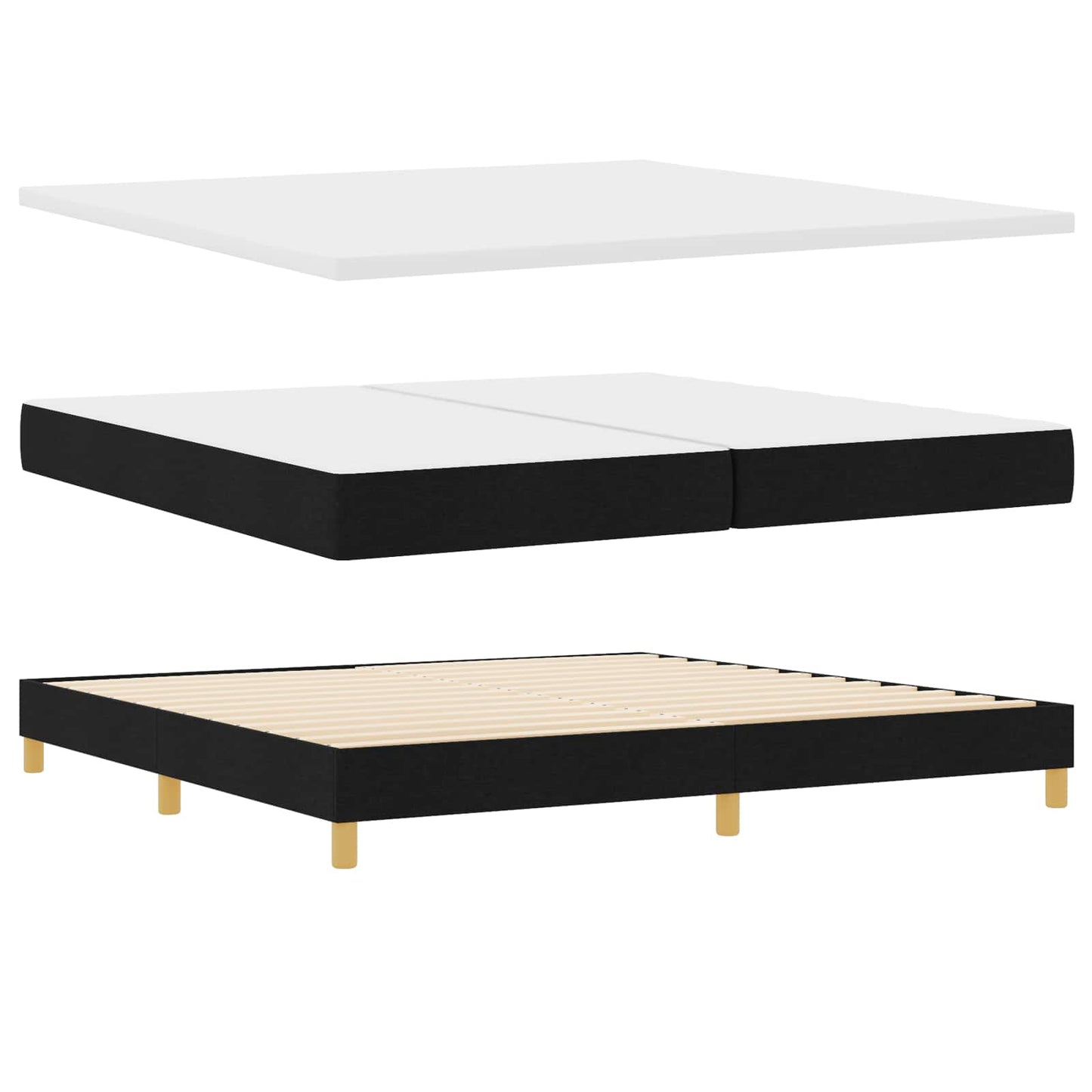 Letto a molle con cuscino Nero 200 x 200 cm Tessuto | homemem39