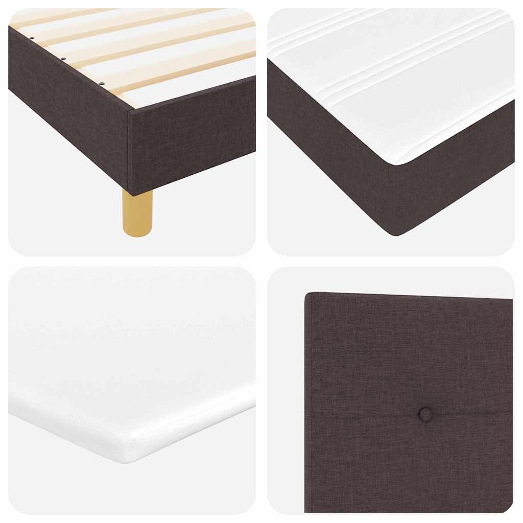 Letto a molle con cuscino Marrone Scuro 200 x 200 cm Tessuto | homemem39