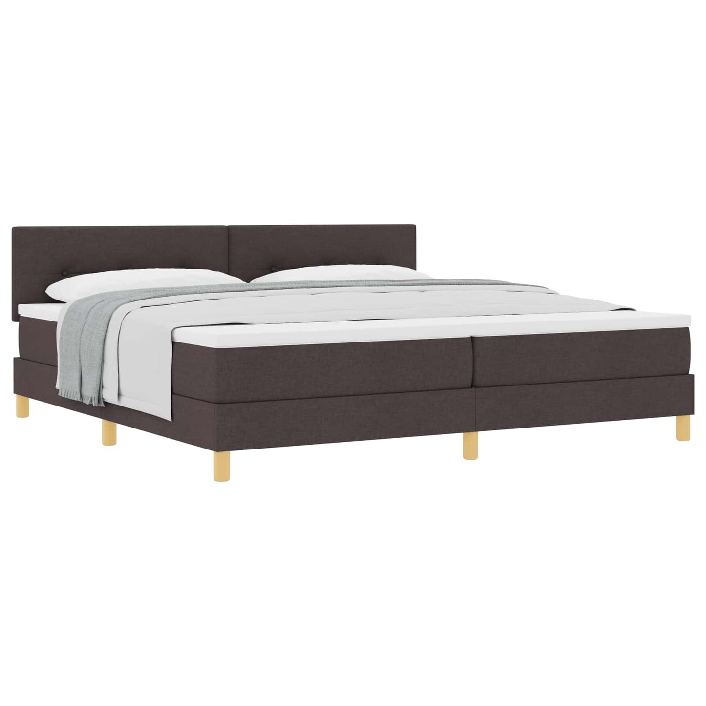 Letto a molle con cuscino Marrone Scuro 200 x 200 cm Tessuto | homemem39