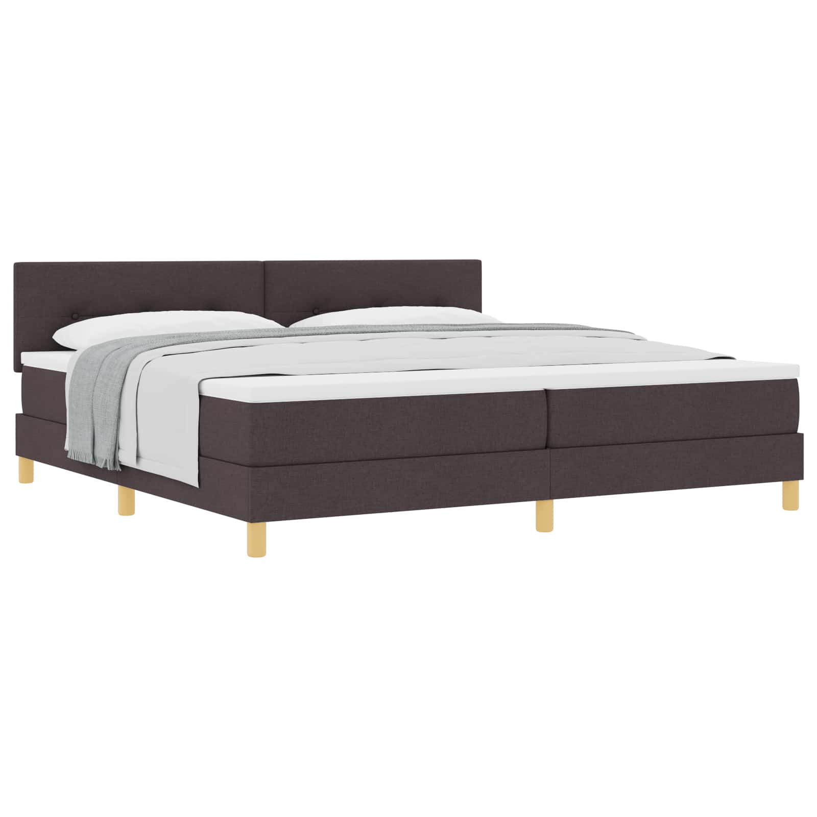Letto a molle con cuscino Marrone Scuro 200 x 200 cm Tessuto | homemem39