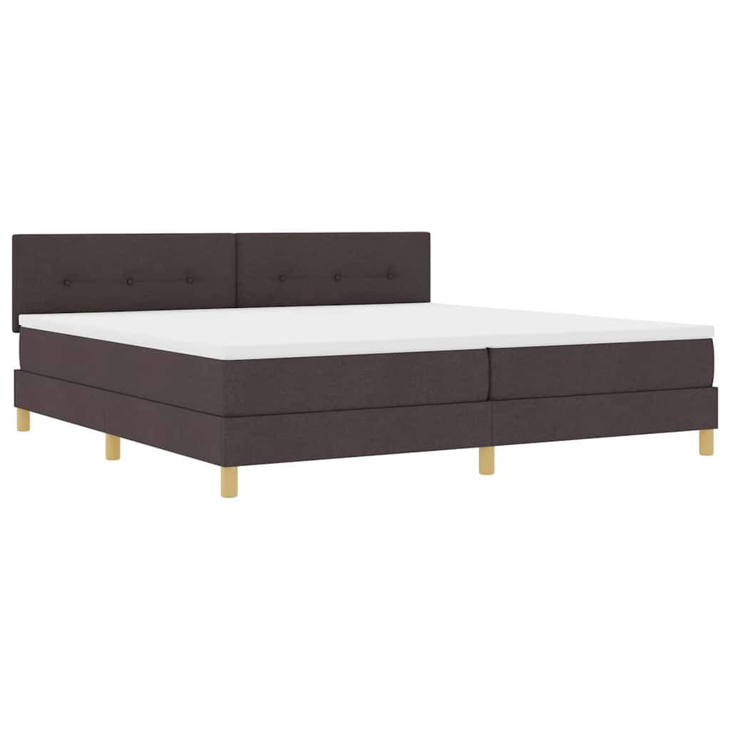 Letto a molle con cuscino Marrone Scuro 200 x 200 cm Tessuto | homemem39
