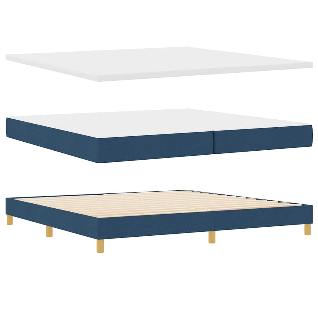 Letto a molle con cuscino con testiera Blu 200 x 200 cm Tessuto | homemem39