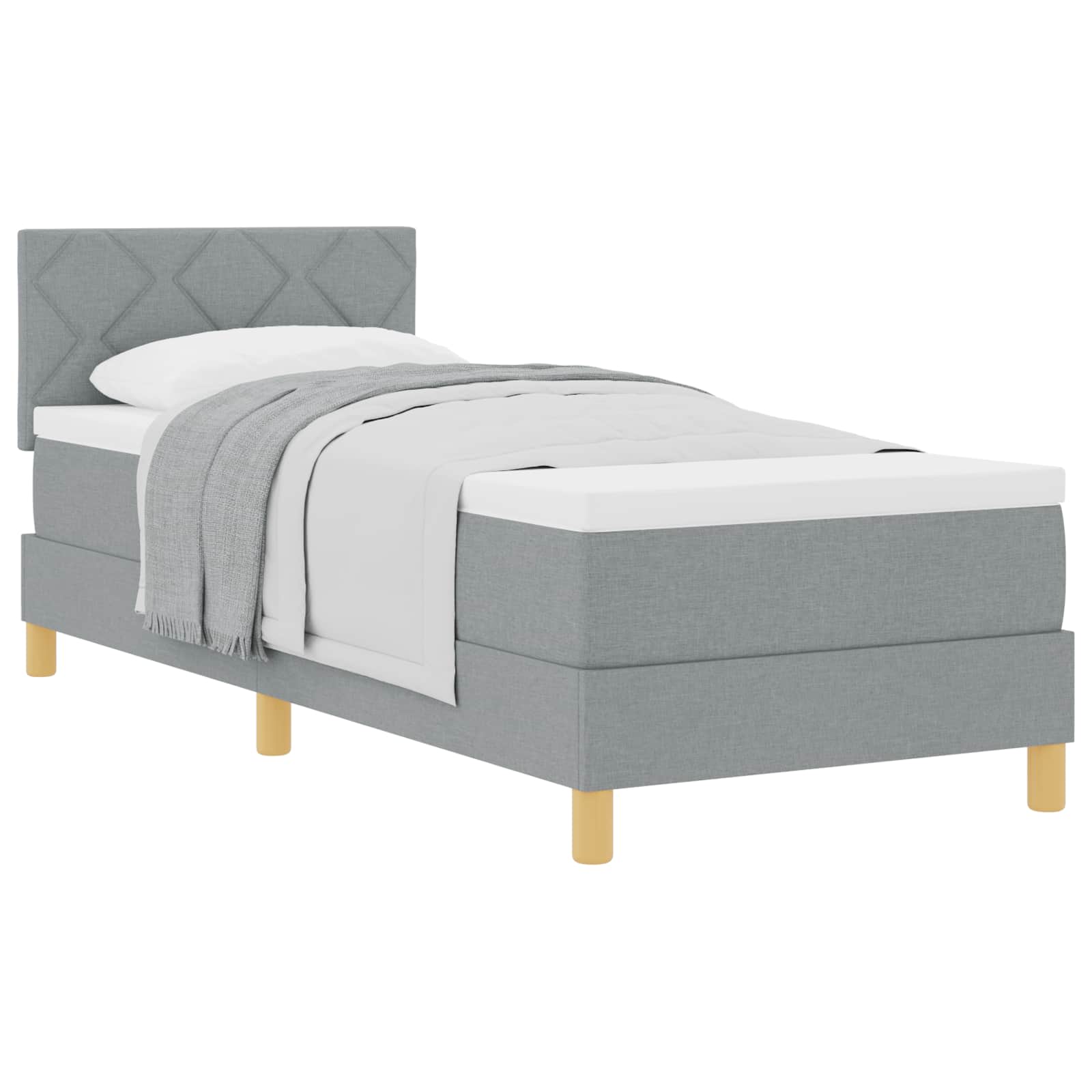 Letto a molle con cuscino Grigio chiaro 80 x 200 cm Tessuto | homemem39