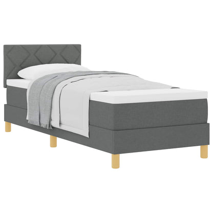 Letto a molle con cuscino Grigio scuro 80 x 200 cm Tessuto