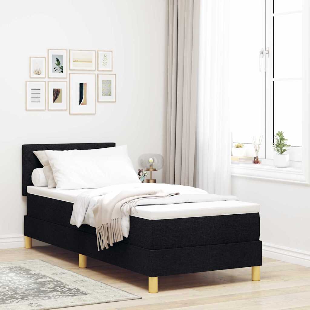 Letto a molle con cuscino con testiera Nero 80 x 200 cm Tessuto