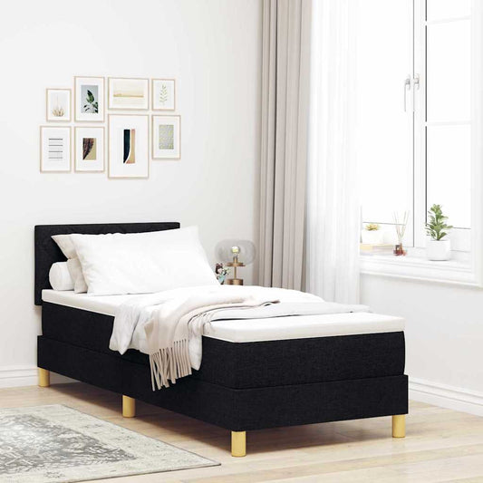 Letto a molle con cuscino con testiera Nero 80 x 200 cm Tessuto