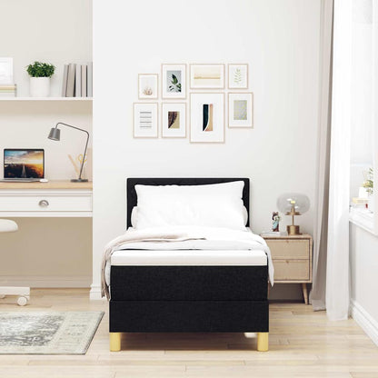 Letto a molle con cuscino con testiera Nero 80 x 200 cm Tessuto