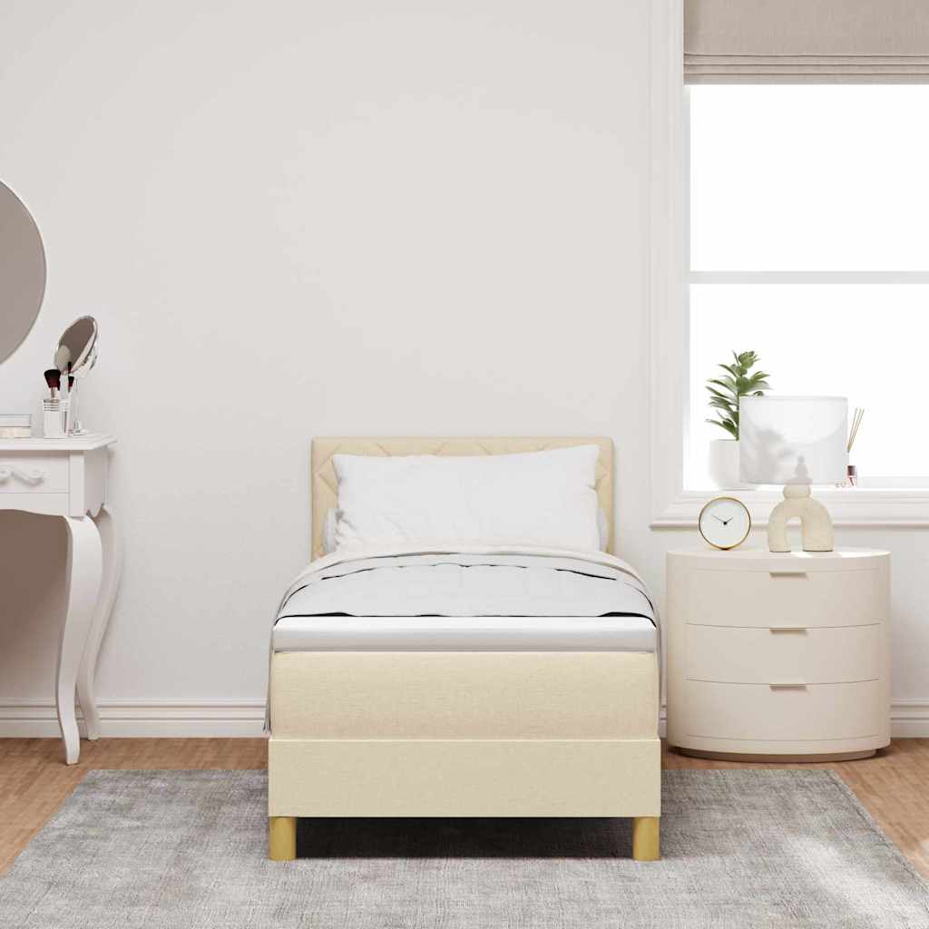 Letto a molle con cuscino Crema 80 x 200 cm Tessuto | homemem39