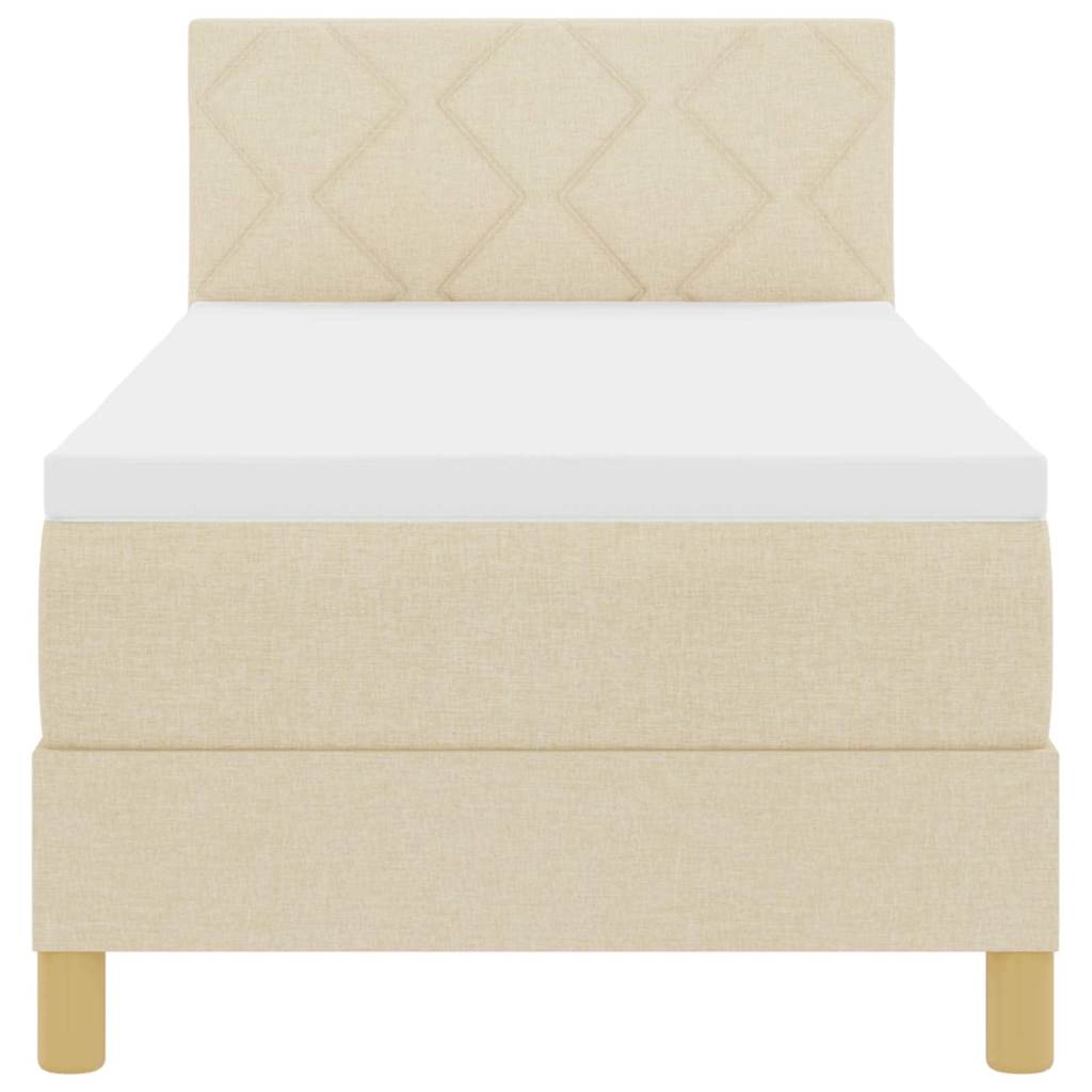 Letto a molle con materasso Crema 80 x 200 cm Tessuto