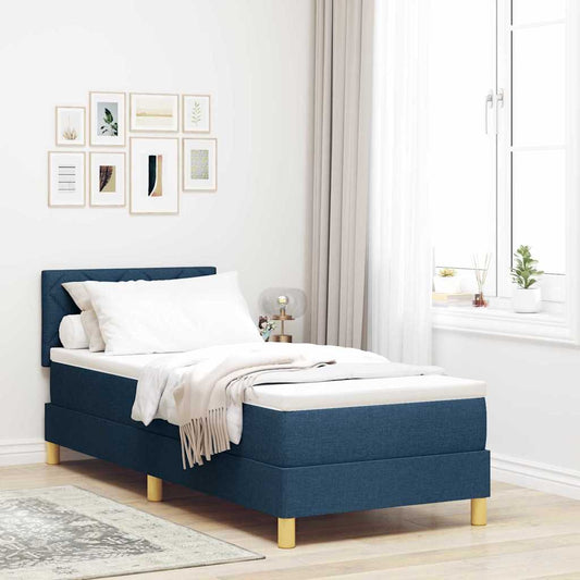 Letto a molle con cuscino con testiera Blu 80 x 200 cm Tessuto | homemem39