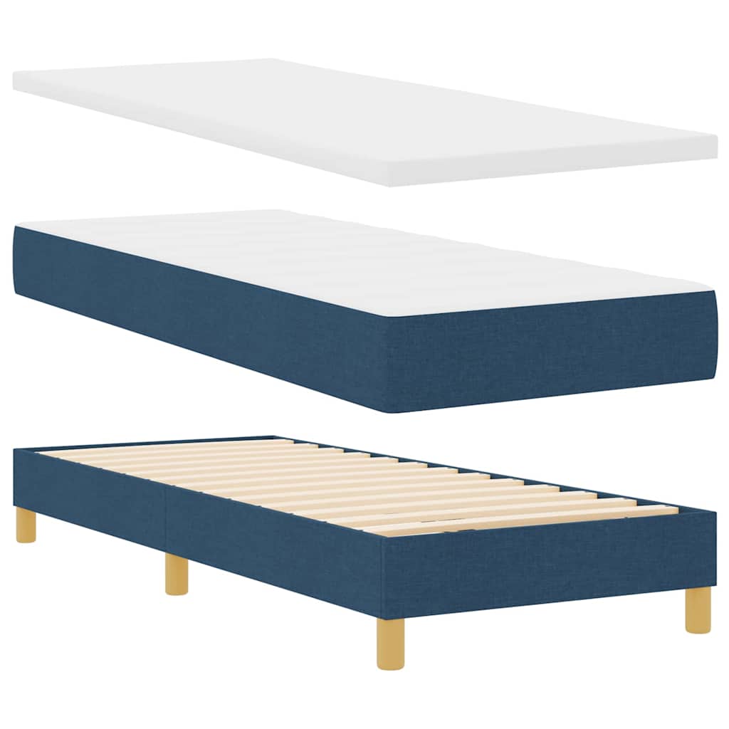Letto a molle con cuscino con testiera Blu 80 x 200 cm Tessuto | homemem39