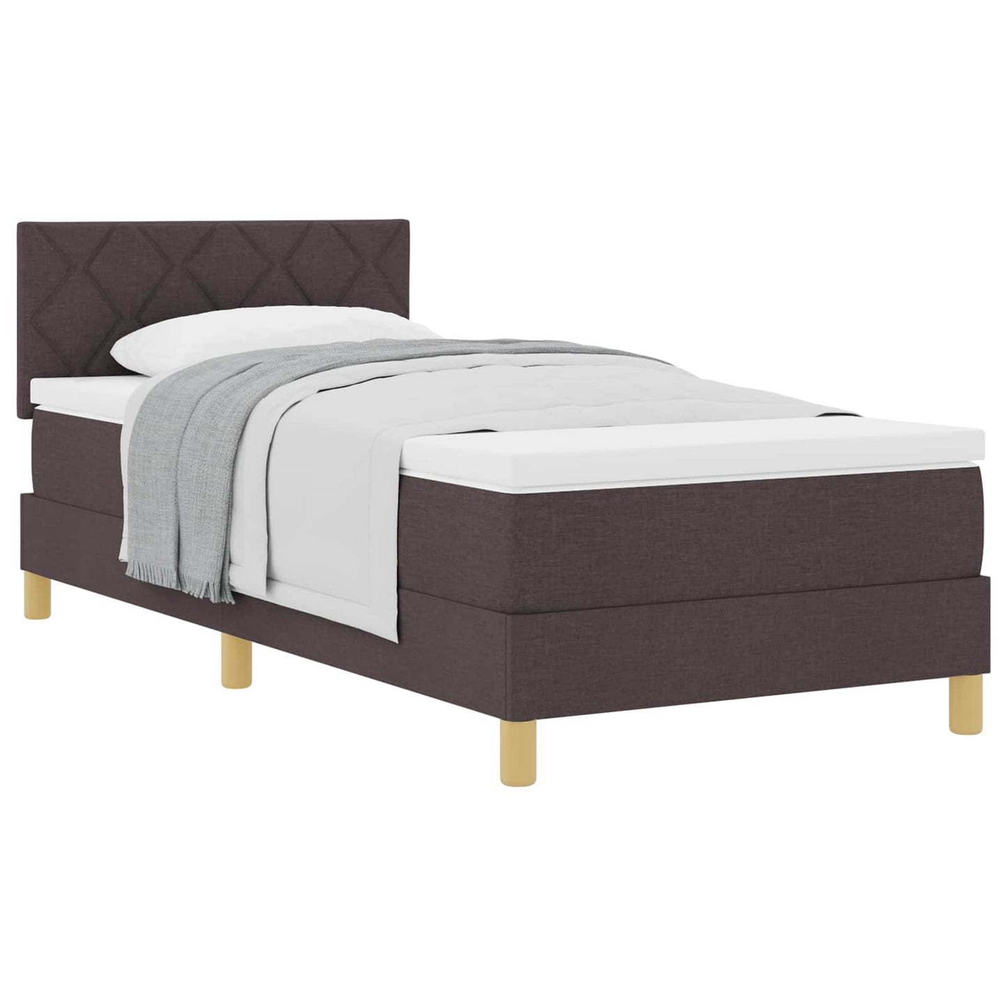 Letto a molle con cuscino Marrone Scuro 90 x 190 cm Tessuto | homemem39