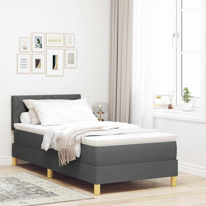 Letto a molle con cuscino Grigio scuro 90 x 200 cm Tessuto | homemem39