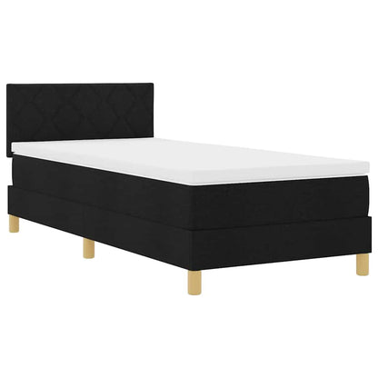 Letto a molle con cuscino con testiera Nero 90 x 200 cm Tessuto | homemem39