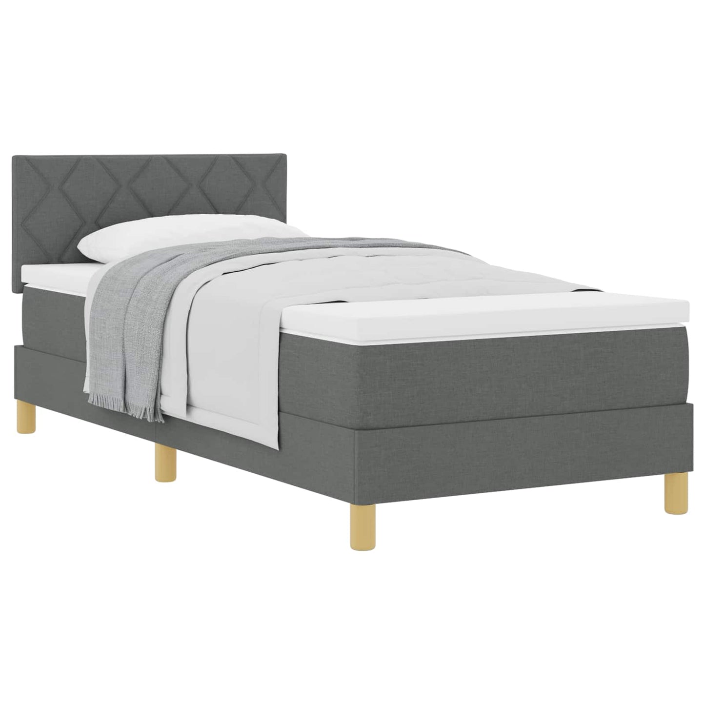 Letto a molle con cuscino Grigio scuro 100 x 200 cm Tessuto | homemem39