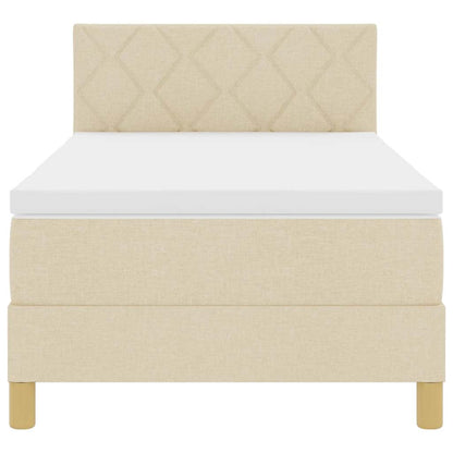 Letto a molle con materasso Crema 100 x 200 cm Tessuto