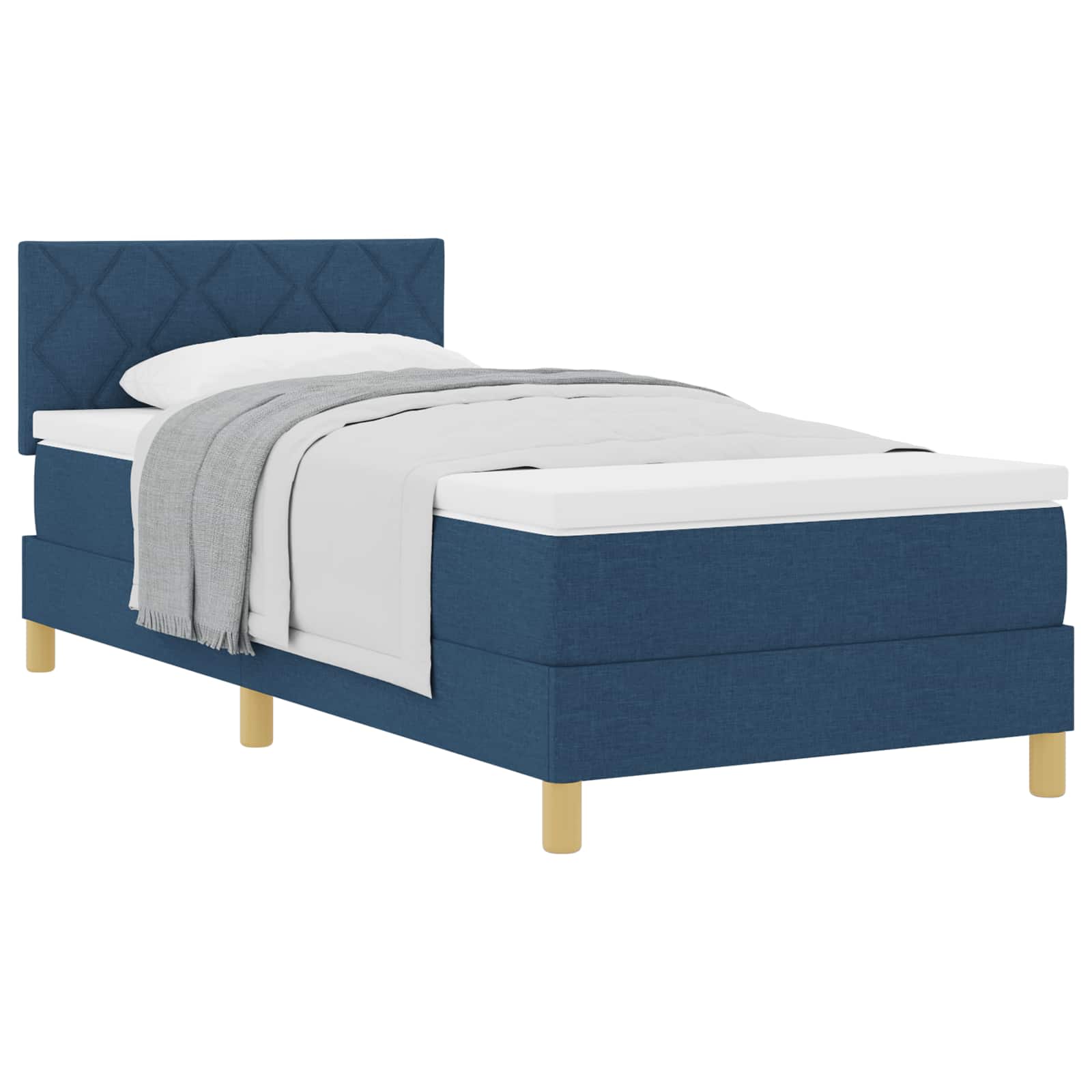 Letto a molle con cuscino con testiera Blu 100 x 200 cm Tessuto | homemem39