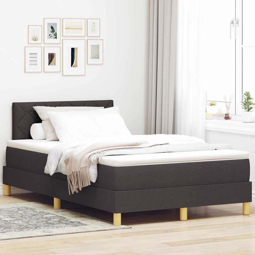 Letto a molle con cuscino Marrone Scuro 120 x 200 cm Tessuto | homemem39